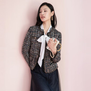 珂萊蒂爾小香風(fēng)外套女短款長(zhǎng)袖小西裝上衣女 KK00543W0 黑色 160/84A[38]