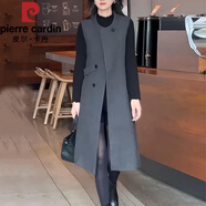 皮爾卡丹（pierre cardin）氣質(zhì)毛呢無(wú)袖背心連衣裙女士秋冬季大碼歐貨中長(cháng)款內搭打底裙 灰色 XL 【建議110-125斤】