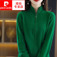 皮爾卡丹（pierre cardin）2025秋季新款復(fù)古女士毛衣開衫外套女韓版百搭純色洋氣拉鏈針織衫 綠色 2XL 建議130-140