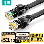 山澤 六類網(wǎng)線 CAT6類千兆純銅扁平網(wǎng)線 電腦/家裝/寬帶網(wǎng)絡(luò)連接跳線 黑色25米HBP625 匹配路由器