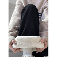 趣米樂(lè )羊羔絨加厚闊腿休閑褲女秋冬季新款加絨保暖棉衛褲寬松運動(dòng)長(cháng)褲子 黑色【羊羔絨】 L