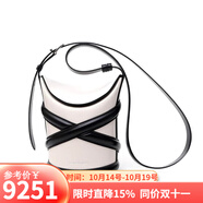 亞歷山大麥昆（Alexander McQueen）MCQ女包 女士單肩斜挎包水桶包七夕 白黑拼色656467 1YB41 9090