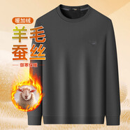 鱷魚(yú)恤短袖t恤男2025新款長(cháng)袖打底衫上衣男裝休閑百搭男 灰色 98 M