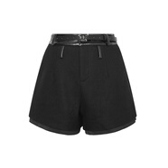 飄蕾（peoleo）氣質(zhì)百搭顯瘦西裝短褲女冬季新品時(shí)尚休閑通勤遮胯闊腿褲 黑色 XS