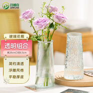 呂姆克花瓶玻璃花瓶擺件工藝品插花仿真干花富貴竹水養(yǎng)花瓶中號透明5043
