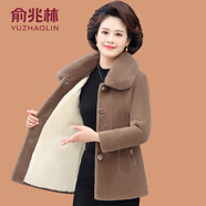 俞兆林（YUZHAOLIN）小個(gè)子?jì)寢尪b外套加絨加厚2025新款中老年女短款水貂絨毛呢大衣 132卡其色 XL 參考90-105斤