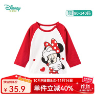 迪士尼寶寶（Disney Baby）迪士尼童裝男女童T恤撞色長(zhǎng)袖上衣兒童米奇米妮圓領(lǐng)衣服 米妮 4歲/身高110cm