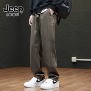 JEEP SPIRIT2025春秋季新款美式休閑褲男潮流百搭高街寬松直筒仿牛仔長褲子男 2901咖啡 常規(guī) L 【建議105-125斤]