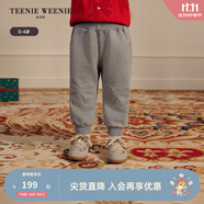 Teenie Weenie Kids小熊童裝25年新款女寶寶蝴蝶結純色加絨長衛(wèi)褲 中灰色 110 cm