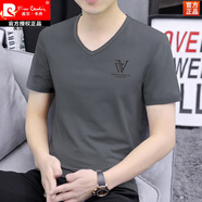 皮爾卡丹（pierre cardin）純棉短袖v領(lǐng)t恤男潮流上衣雞心領(lǐng)韓版男裝修身小領(lǐng)體恤時(shí)尚v字領(lǐng) 炭灰色 3033 XL 建議130-145斤