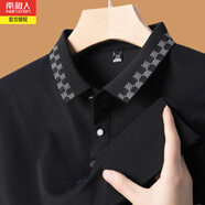 南極人冰絲印花短袖T恤男夏季薄款商務(wù)休閑翻領(lǐng)Polo上衣半袖體恤衫 黑色900 170/L