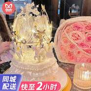 曼恒網(wǎng)紅創(chuàng)意女神生日蛋糕女士同城配送當(dāng)天配送老婆女友閨蜜生日禮物 P款旋轉(zhuǎn)木馬蛋糕 8英寸(適合2-4人)