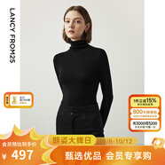 朗姿【王楚然同款】純羊毛高領(lǐng)針織衫秋冬內(nèi)搭打底上衣曠野美拉德 黑色2 2XL