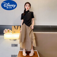 迪士尼（Disney）漢服女童裙子2024新款兒童洋氣新中式連衣裙女孩大童中國風(fēng)套裝裙 圖片色 170