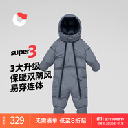 保姆鵝 寶寶羽絨多功能連體服嬰兒羽絨服連身服抱服外出服睡袋[NG2665] 大象灰 90cm