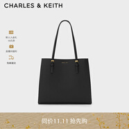 CHARLES&KEITH質(zhì)感純色大容量手提包托特包包女包女士生日禮物CK2-30781650-6 Black黑色 XL