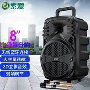 索愛(ài)（soaiy） 戶(hù)外藍牙音響廣場(chǎng)舞拉桿音箱便捷手提大音量跳舞音響 8吋標準版+雙無(wú)線(xiàn)話(huà)筒