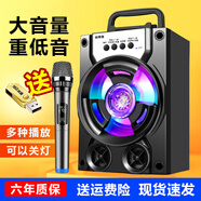 拼搏者 便攜藍牙音箱低音炮大音量戶外小型廣場舞音響迷你手提家用帶麥克風手機微信收款語音播報器 升級版+無線話筒