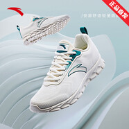 安踏（ANTA）運動(dòng)鞋男鞋輕質(zhì)網(wǎng)面透氣跑步鞋舒適軟底休閑鞋通勤鞋子男 象牙白/祖母綠-1 42