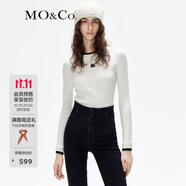 MO&Co.【美麗諾綿羊毛】假兩件拼接修身百搭針織衫內(nèi)搭外穿摩安珂 米白色-第2批 M 165