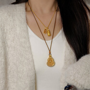 老鳳凰金店款福祿雙全葫蘆項鏈黃金色鑲鉆古法長(cháng)款毛衣鏈女新款 可打開(kāi) 古法點(diǎn)鉆金佛花絲葫蘆