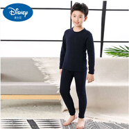 迪士尼（Disney）男童棉毛衫加絨純棉兒童保暖內(nèi)衣套裝加絨加厚冬季童裝男童秋褲中 藏青色 130 碼身高120-125cm