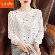 紅蜻蜓白色長袖t恤女2025春秋新款長袖女上衣內(nèi)搭打底衫女士 白色 L 建議110-130斤