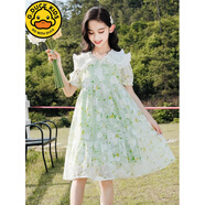 G.duck女童連衣裙2024新款夏季兒童韓系裙女孩洋氣裙子大童雪紡公主風(fēng)裙 110