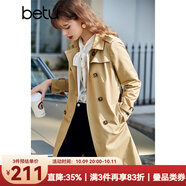 betu百圖女裝中長(cháng)款風(fēng)衣女雙排扣大衣新款英倫風(fēng)長(cháng)外套JD2101T34 卡其色 L