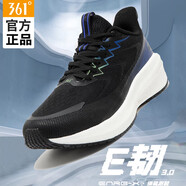 361°E韌3代科技運(yùn)動(dòng)鞋男25夏季款網(wǎng)面透氣軟底高彈緩震男鞋跑鞋 曜石黑/游戲藍(lán) 44