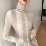 鄂爾多市產(chǎn)2024高領(lǐng)羊絨衫女純羊絨緊身薄款毛衣短款 香草米 S