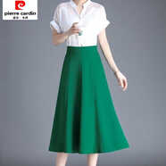 皮爾卡丹2025韓版春夏a字半身裙女中長(zhǎng)款顯瘦高腰時(shí)尚傘裙遮胯半身裙女 綠色 2XL 建議125-134斤