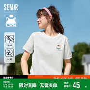 森馬羅小黑短袖T恤女印花俏皮上衣夏卡通圓領(lǐng)套頭衫109324100002