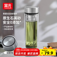 富光尊爵玻璃杯 男女士雙層水杯 高硼硅玻璃 304茶隔杯子泡茶杯400ml