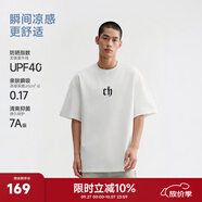 CHINISM  CH赤塵美式?jīng)龈兴俑啥绦鋞恤男士夏季潮流寬松休閑五分袖上衣 白色 L
