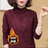 奈思海雙面德絨保暖圓領(lǐng)打底衫女2025秋冬女裝時(shí)尚長(cháng)袖t恤女修身上衣 安可拉紅色 3XL 建議110-120斤