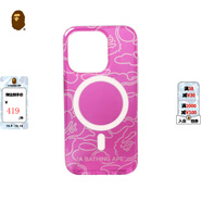 BAPE配飾迷彩半透明MagSafe磁吸式iPhone15Pro手機(jī)保護(hù)殼182041L 粉紅色PKX