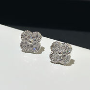 流行故飾四葉草鑲鉆耳釘女純銀小眾感輕奢耳環(huán)氣質(zhì)耳飾品2025新款 四葉草鑲鉆銀色925銀針