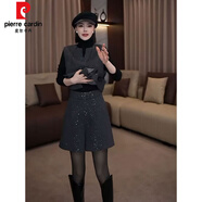 皮爾卡丹（pierre cardin）時(shí)尚小香風(fēng)馬甲套裝2025新款女秋冬中長(cháng)款無(wú)袖毛呢外套短褲兩件套 灰色馬甲+短褲 S 85-95