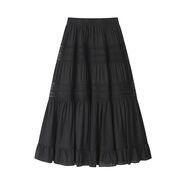 小紅書同款XinmonLee減齡洋氣休閑垂感法式復(fù)古勾花刺繡半身裙高 黑色 M