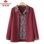 俞兆林（YUZHAOLIN）中老年女装奶奶春秋长袖衬衫新款外套老太太衣服中老年经典款式 花朵红(上衣) XL [80-100斤]