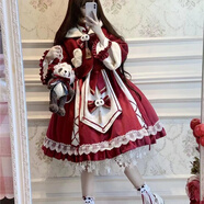 閃動少女（SHANDONGSHAONV）七月櫻lolita【中華風熊貓】洛麗塔正版原創(chuàng)連衣裙紅色新年款現(xiàn)貨 小熊貓全套OP M 90-120斤