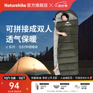 Naturehike挪客信封帶帽睡袋戶(hù)外露營(yíng)單人春夏秋冬季可拼接雙人加厚隔臟被子 適宜11~14°C/艾葉青/U150