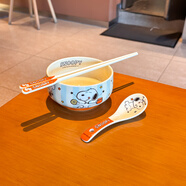 史努比（SNOOPY）條紋2025年新款陶瓷碗筷餐具飯碗碟子菜盤(pán)二人食套裝禮盒裝 史努比碗筷勺-橙色