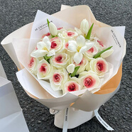 薇尼（LVINI）鮮花速遞同城烏梅紫醬小眾玫瑰送女友老婆閨蜜生日花北京上海當日 19朵白桃奶蓋玫瑰+郁金香花束