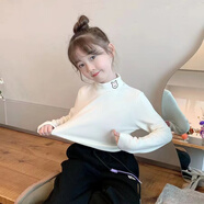 杭赫【2件裝】?jì)和雍竦陆q寶寶高領(lǐng)長(cháng)袖T恤洋氣女童內搭上衣打底衫 白色小兔【德絨】只有一件 140