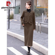 皮爾卡丹（pierre cardin）法式氣質(zhì)小香風(fēng)毛呢套裝裙子女秋冬裝2025冬季新款名媛時(shí)尚兩件套 咖色套裝 XL 【建議90-105斤】