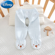 迪士尼（Disney）嬰兒保暖褲初生兒春秋可調節開(kāi)襠褲包腳寶寶棉褲新生兒打底褲52碼 保暖藍色腮紅小熊包腳褲 褲腰可打開(kāi)，方便換尿布 52 cm 參考(4-10斤)