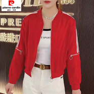 皮爾卡丹網(wǎng)紅棒球服外套女2025春秋新款洋氣小個(gè)子短款百搭休閑夾克短外套 紅色 M 建議85-99斤