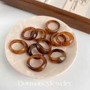 先鋒路骨系列新中國小眾設計高端亞克力彷玉彩色戒指 琥珀棕 亞克力戒指一枚 直徑18mm